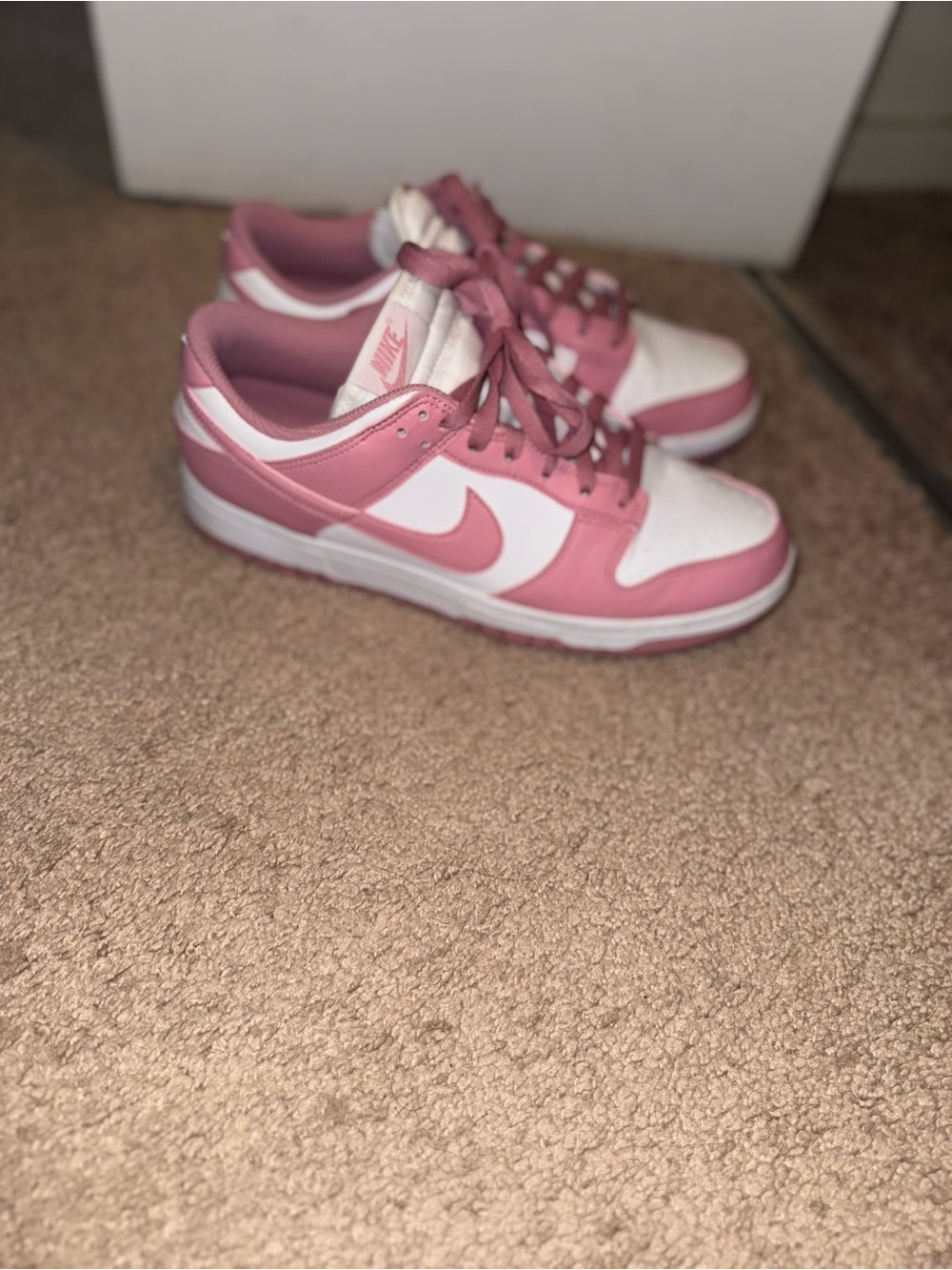 Nike Women’s baby Pink and White Dunk lows